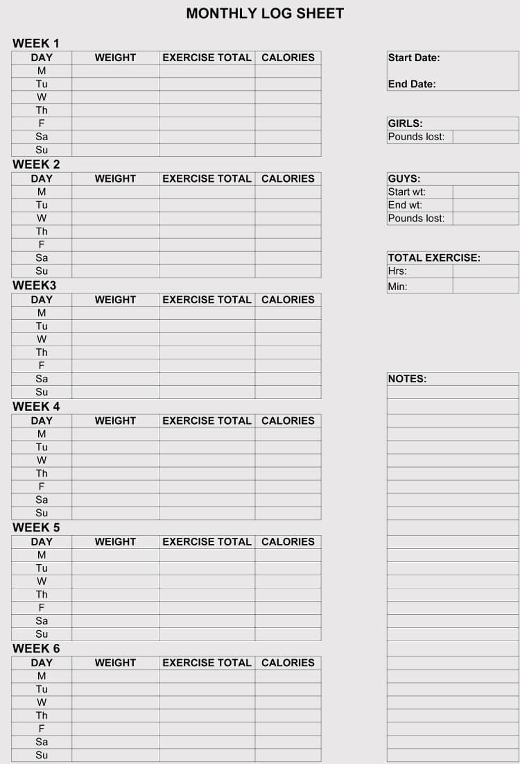 12+ Blank Workout Log Sheet Templates To Track Your Progress Pertaining To Blank Workout Schedule Template