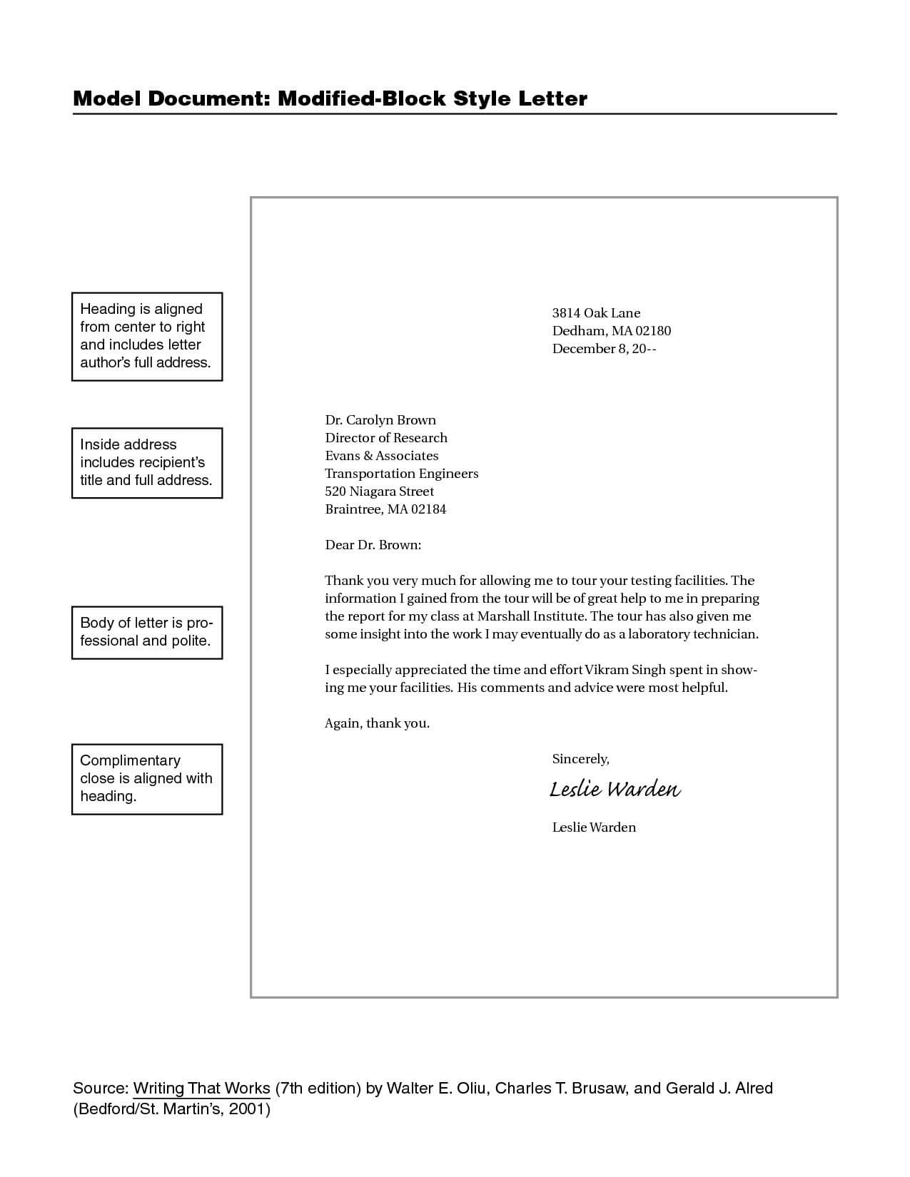 12+ Example Of Semi Block Style Business Letter | Leterformat With Modified Block Letter Template Word