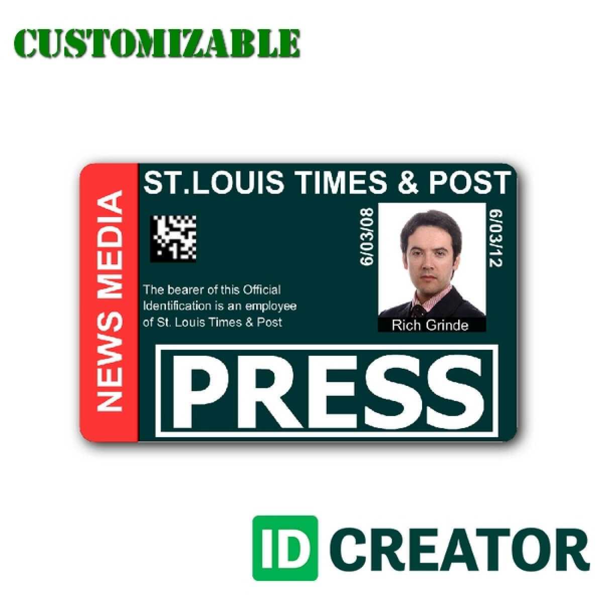 12 Images Of Media Center Passes Template | Vanscapital Throughout Media Id Card Templates