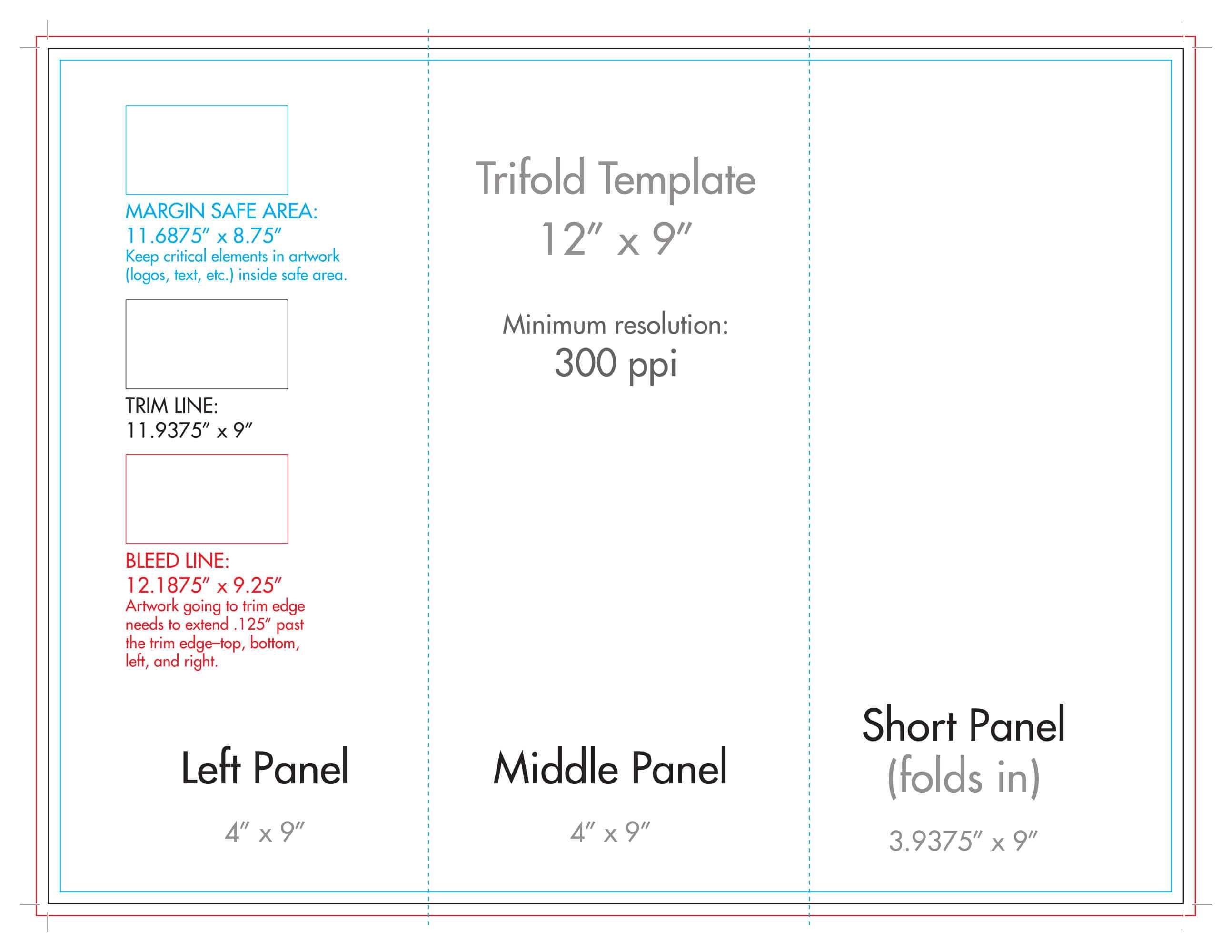 12" X 9" Rack Brochure Template (Tri Fold) – U.s. Press With Regard To Brochure Folding Templates