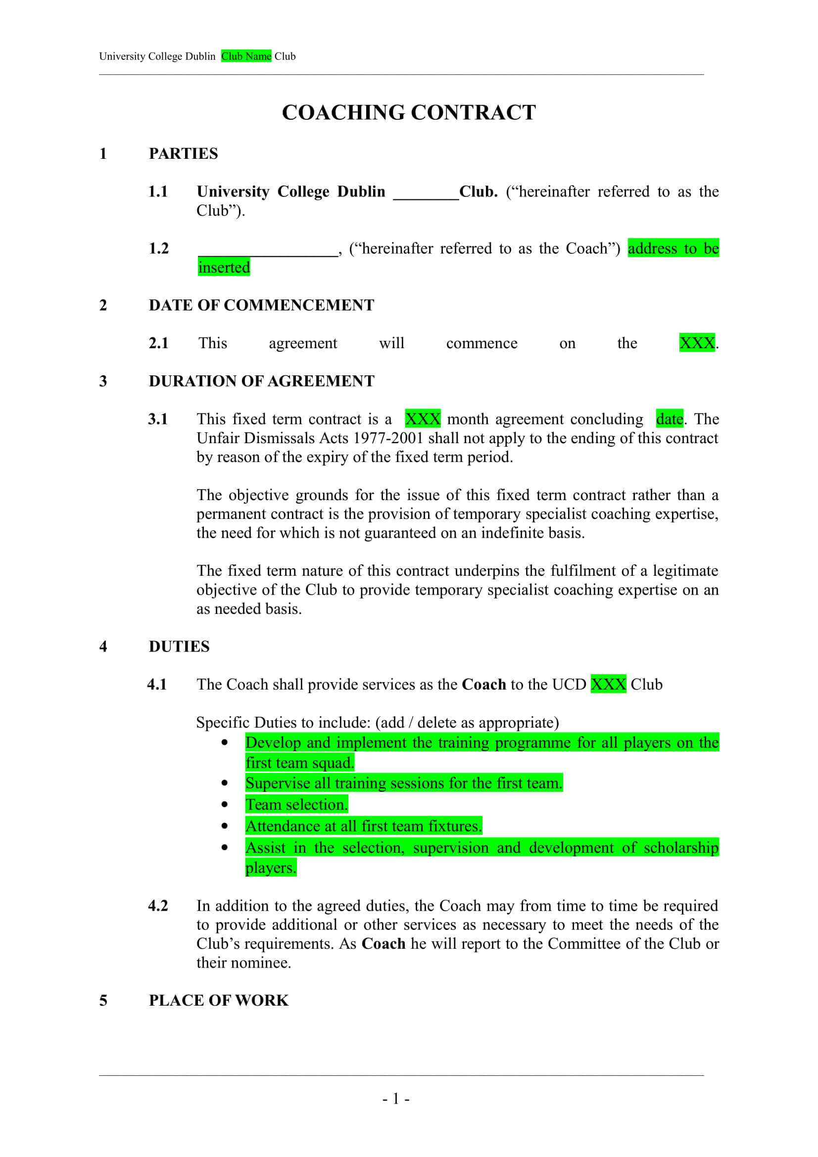 13+ Sports Coach Contract Example Templates – Docs, Word Intended For Coaches Report Template