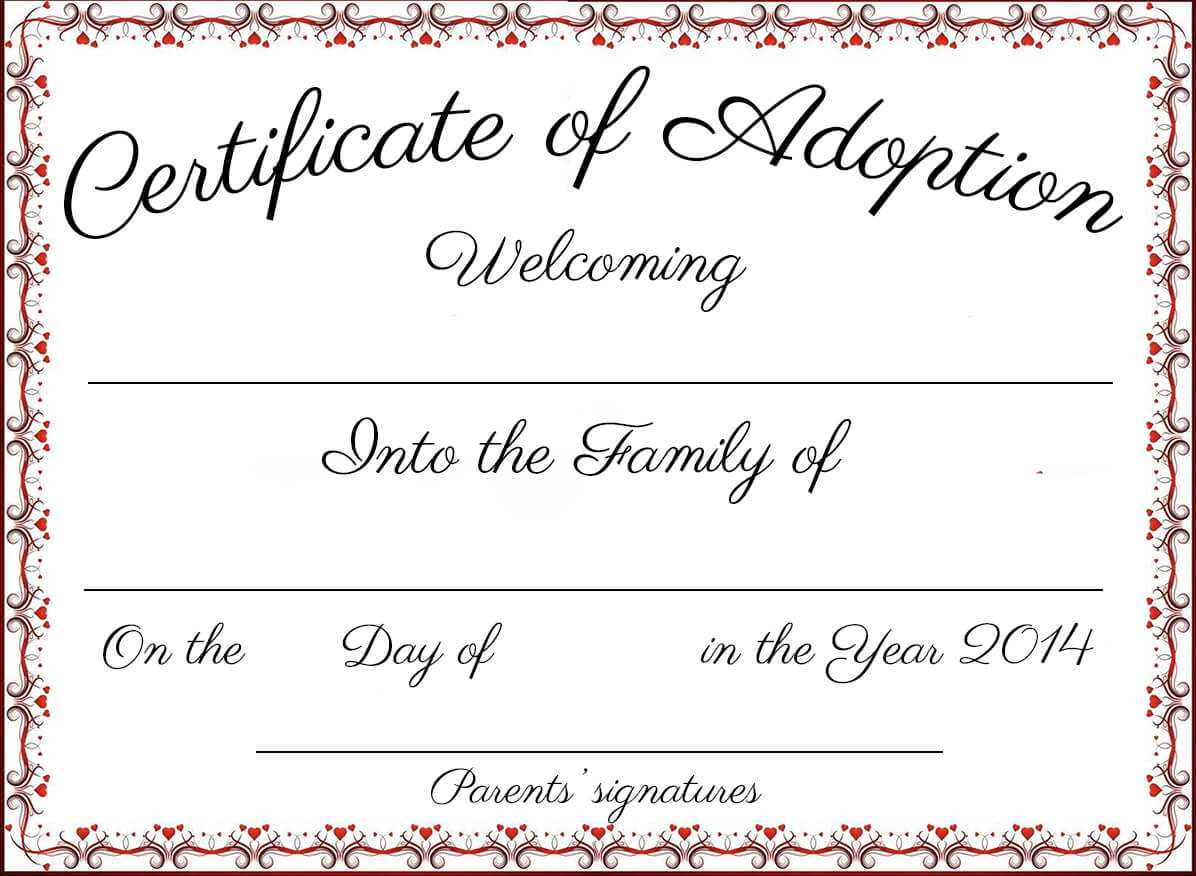 14+ Adoption Certificate Templates | Proto Politics Inside Blank Adoption Certificate Template