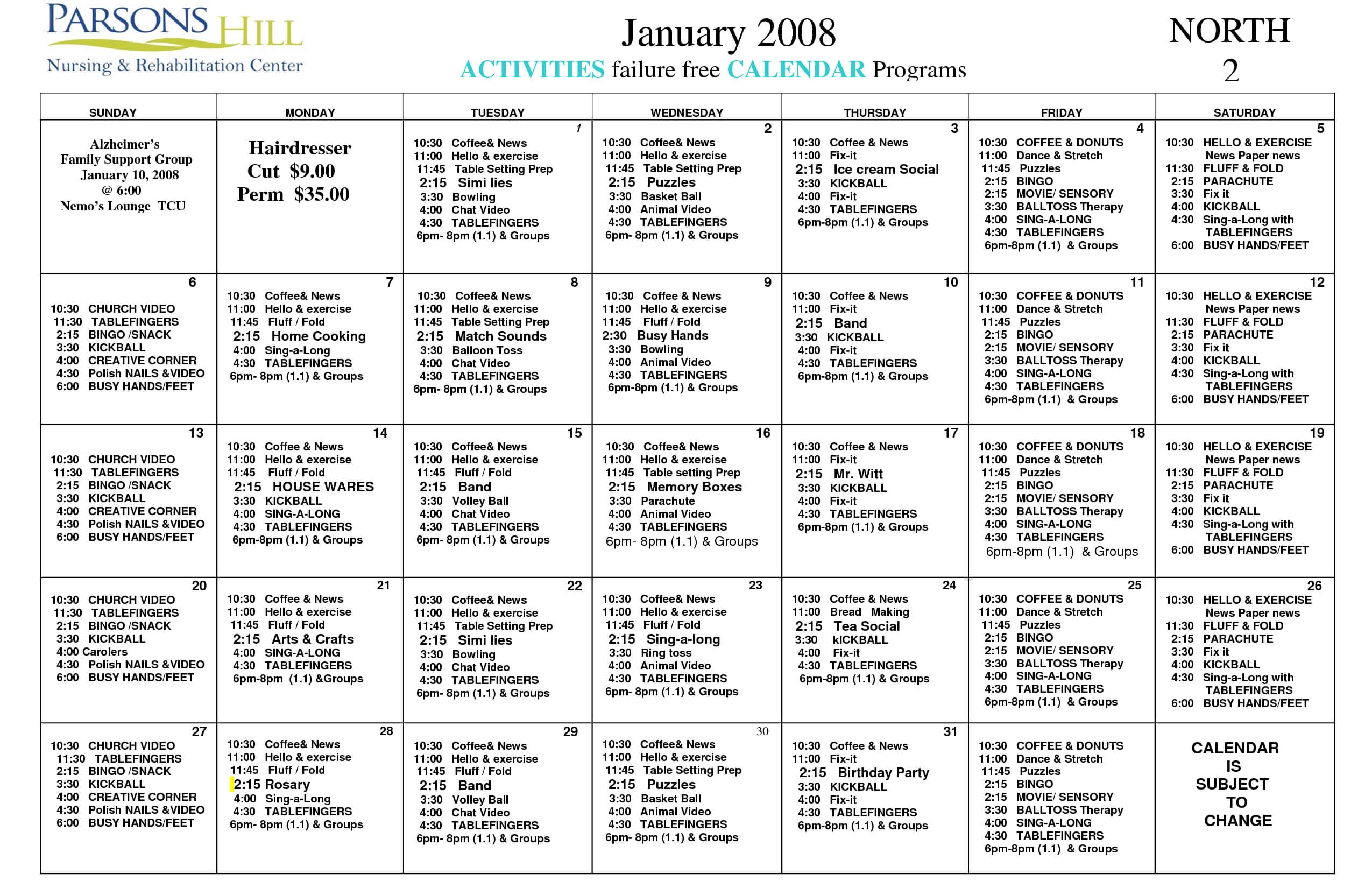 14 Blank Activity Calendar Template Images Printable Green Regarding Blank Activity Calendar Template