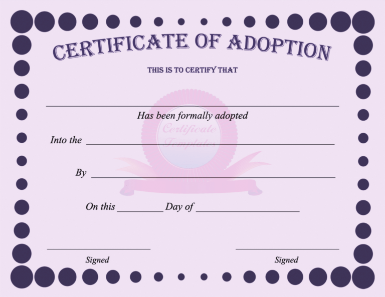 15  Adoption Certificate Templates | Free Printable Word For Girl Birth ...