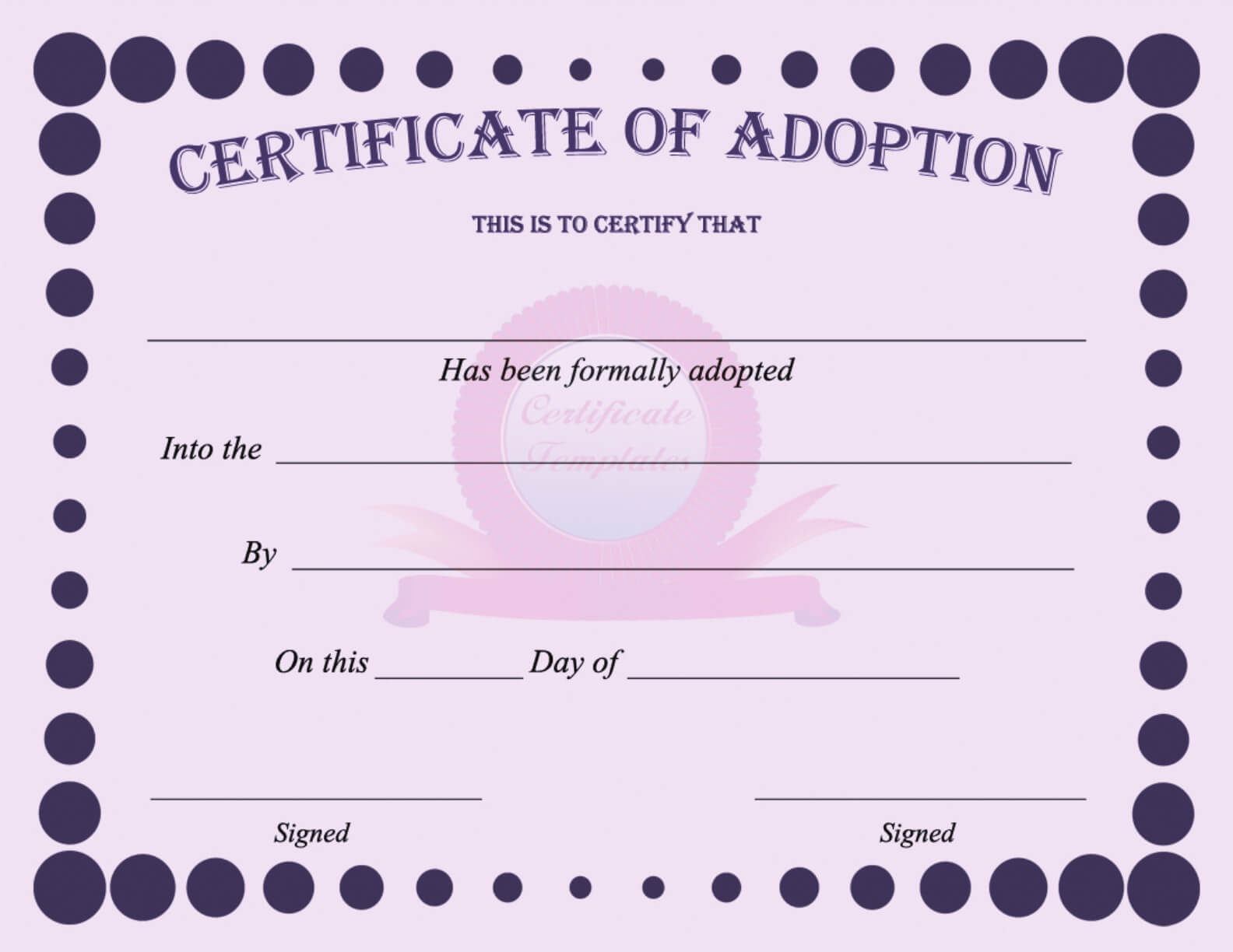 15+ Adoption Certificate Templates | Free Printable Word For Girl Birth Certificate Template