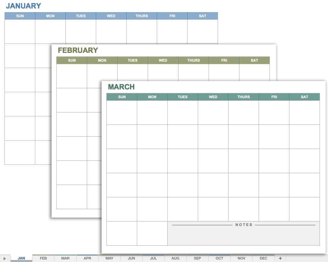 15 Free Monthly Calendar Templates | Smartsheet With Regard To Blank One Month Calendar Template