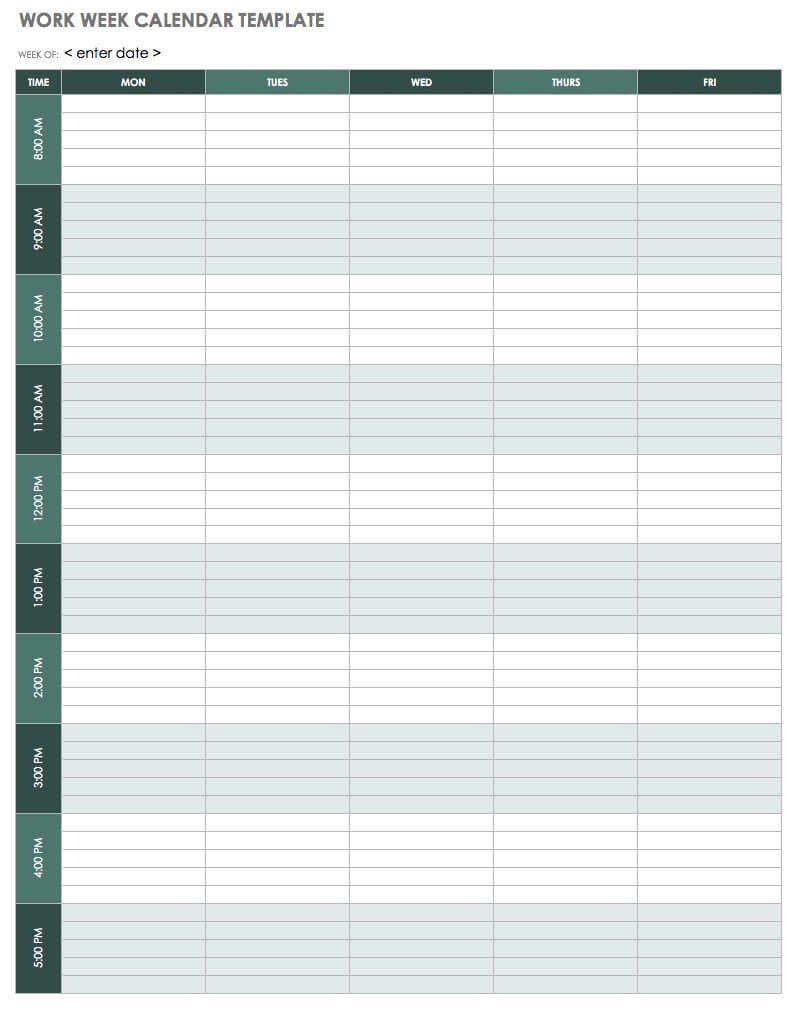 15 Free Weekly Calendar Templates | Smartsheet Throughout Blank Scheme Of Work Template