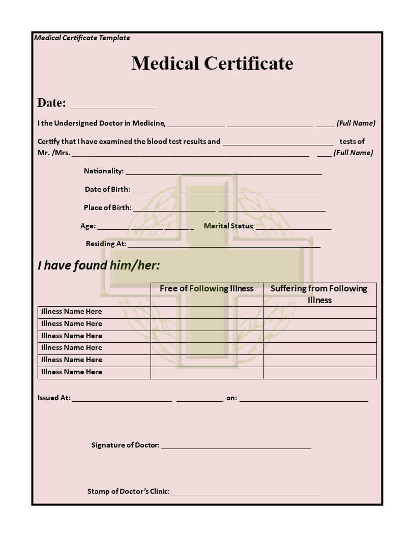 15+ Medical Certificate Templates For Sick Leave – Pdf, Docs Throughout Free Fake Medical Certificate Template