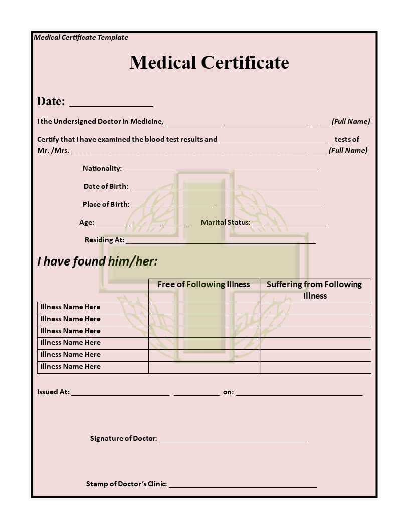 15+ Medical Certificate Templates For Sick Leave – Pdf, Docs With Fake Medical Certificate Template Download