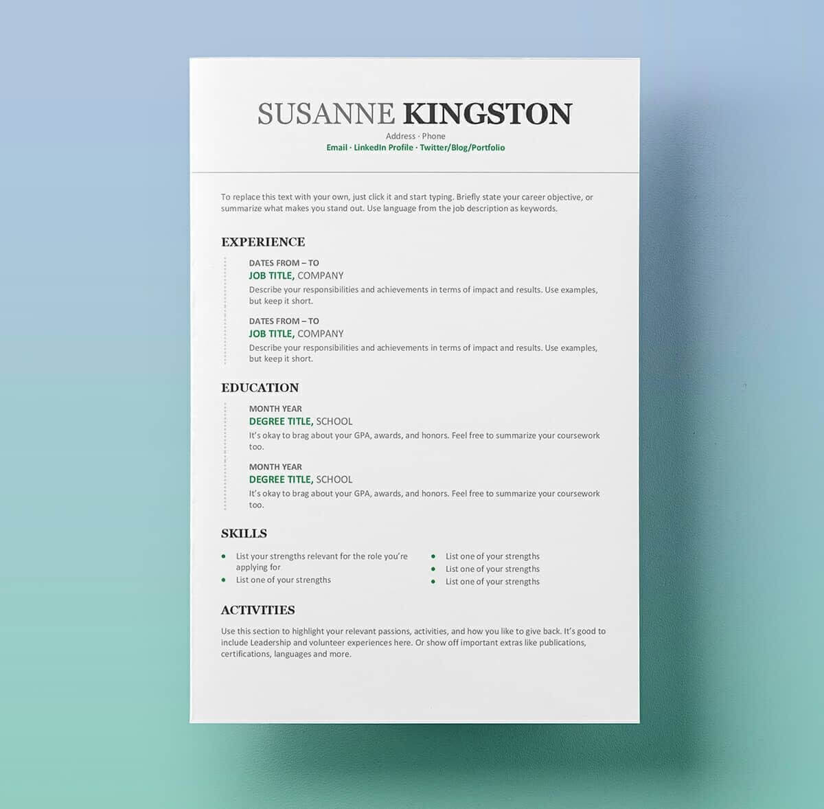 15+ Resume Templates For Word (Free To Download) Inside Microsoft Word Resumes Templates