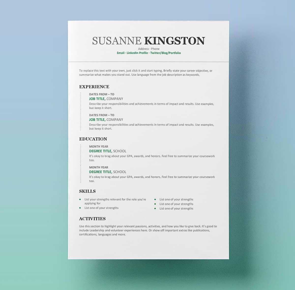 15+ Resume Templates For Word (Free To Download) Throughout How To Get A Resume Template On Word