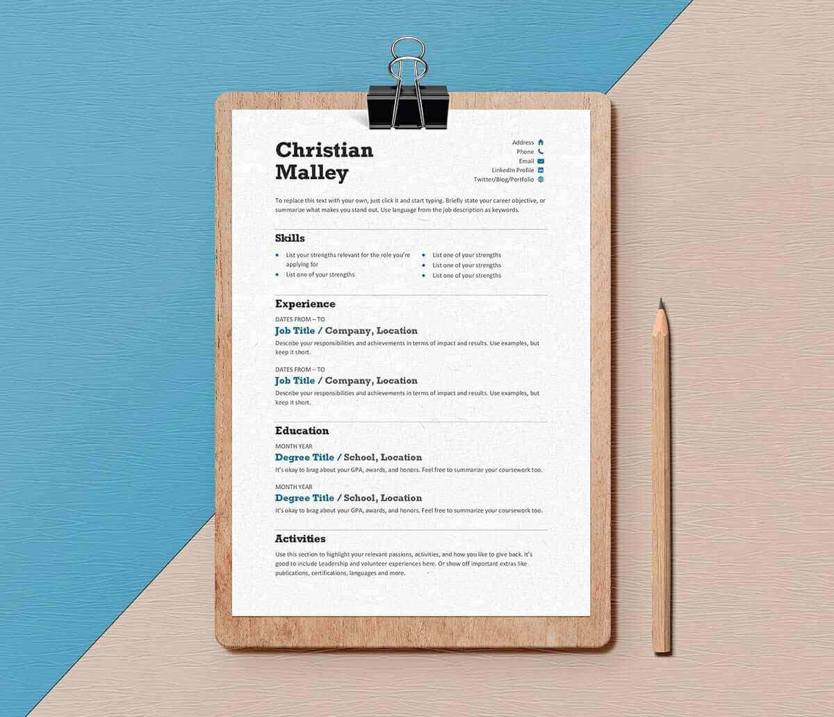 15+ Resume Templates For Word (Free To Download) With Regard To How To Get A Resume Template On Word