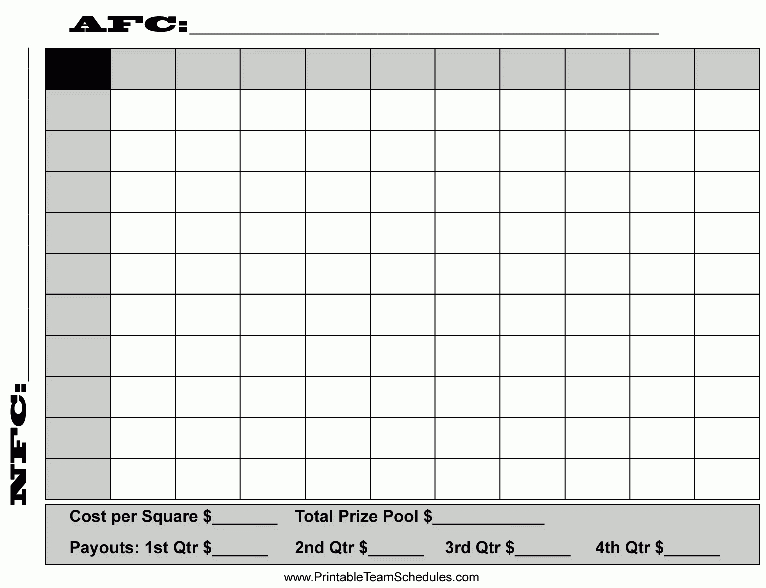 16 Square Football Board Template | Super Bowl Squares Regarding Football Betting Card Template