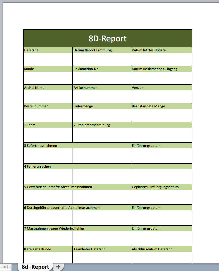 17. 8D Report Vorlage Word Herunterladen 8D Report Vorlage Regarding 8D Report Template Xls