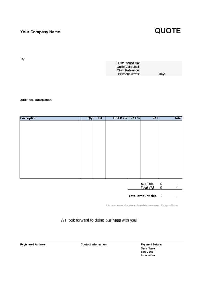 17+ Excel Quotation Templates | Free Quotation Templates Pertaining To Work Estimate Template Word