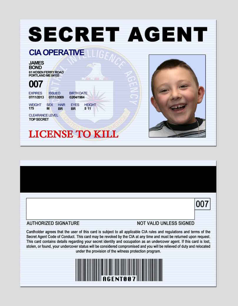 17 Images Of Secret Service Notebook Template | Jackmonster Within Mi6 Id Card Template