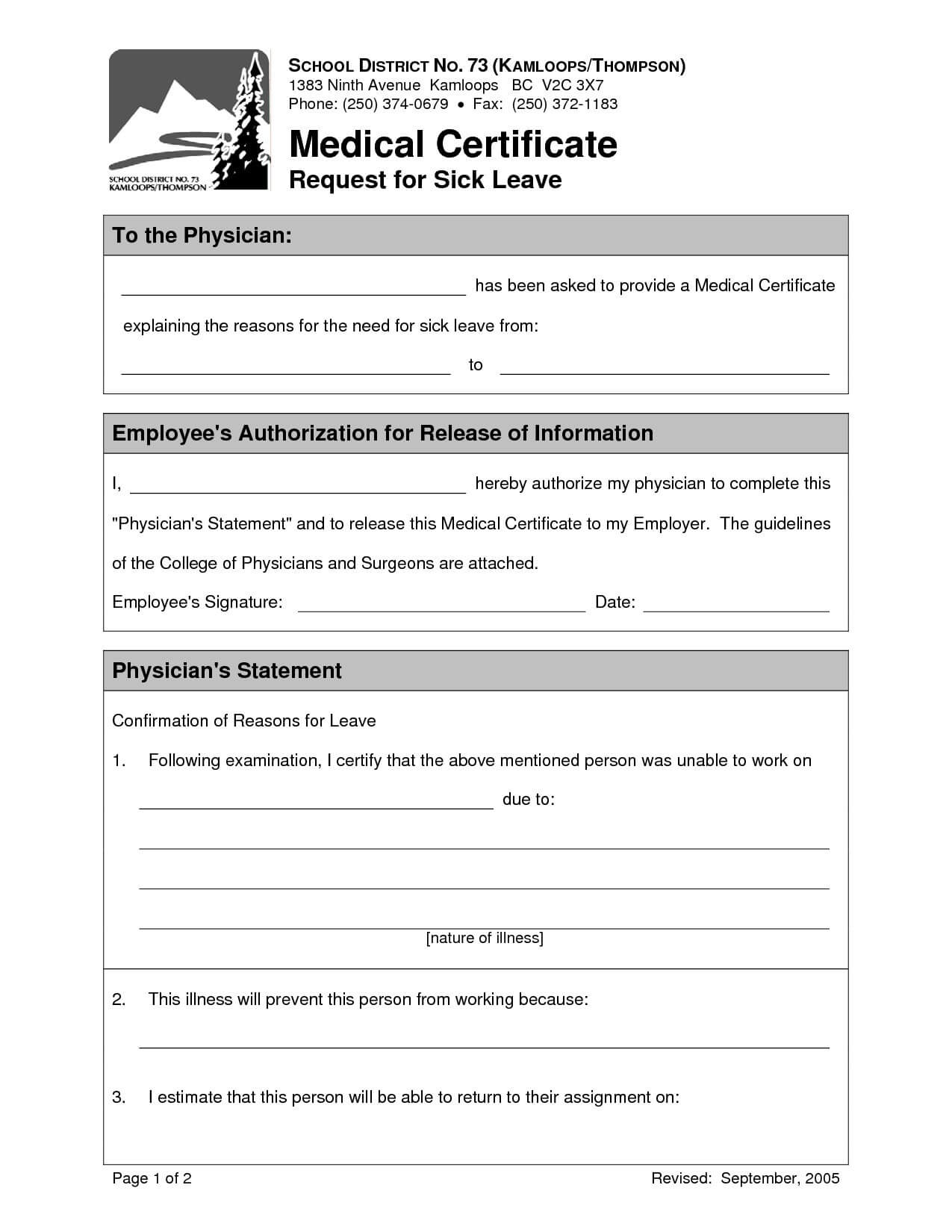 19+ Medical Certificate Templates For Leave - Pdf, Docs Intended For Medical Report Template Doc