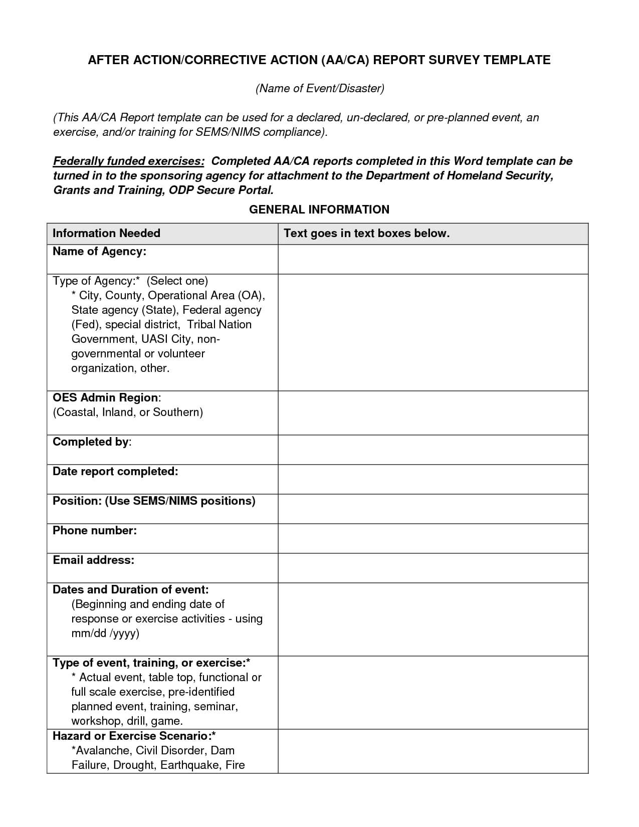 19 New Hseep Templates With Regard To After Event Report Template