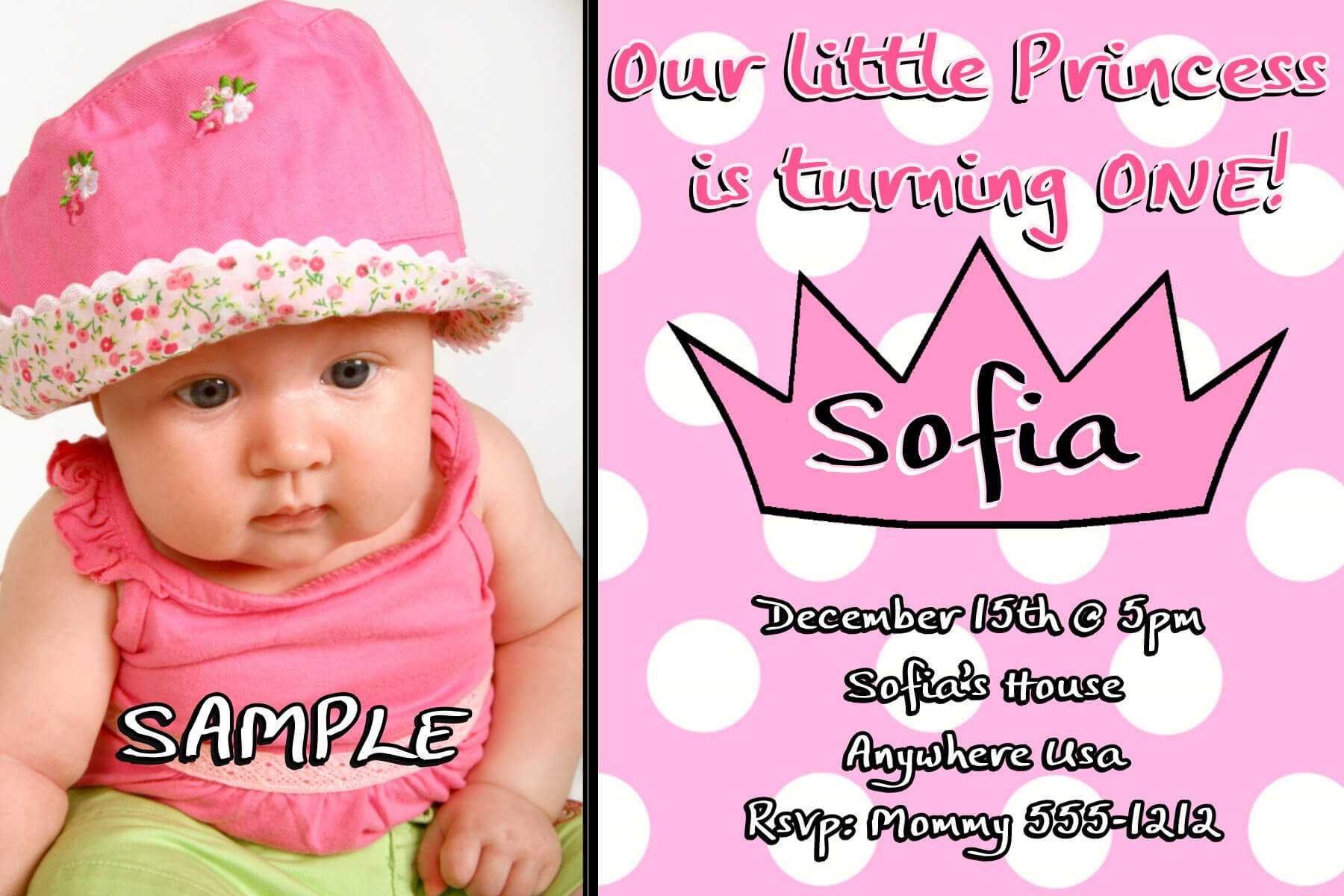 1St Birthday Invitation Card Template | Theveliger With First Birthday Invitation Card Template