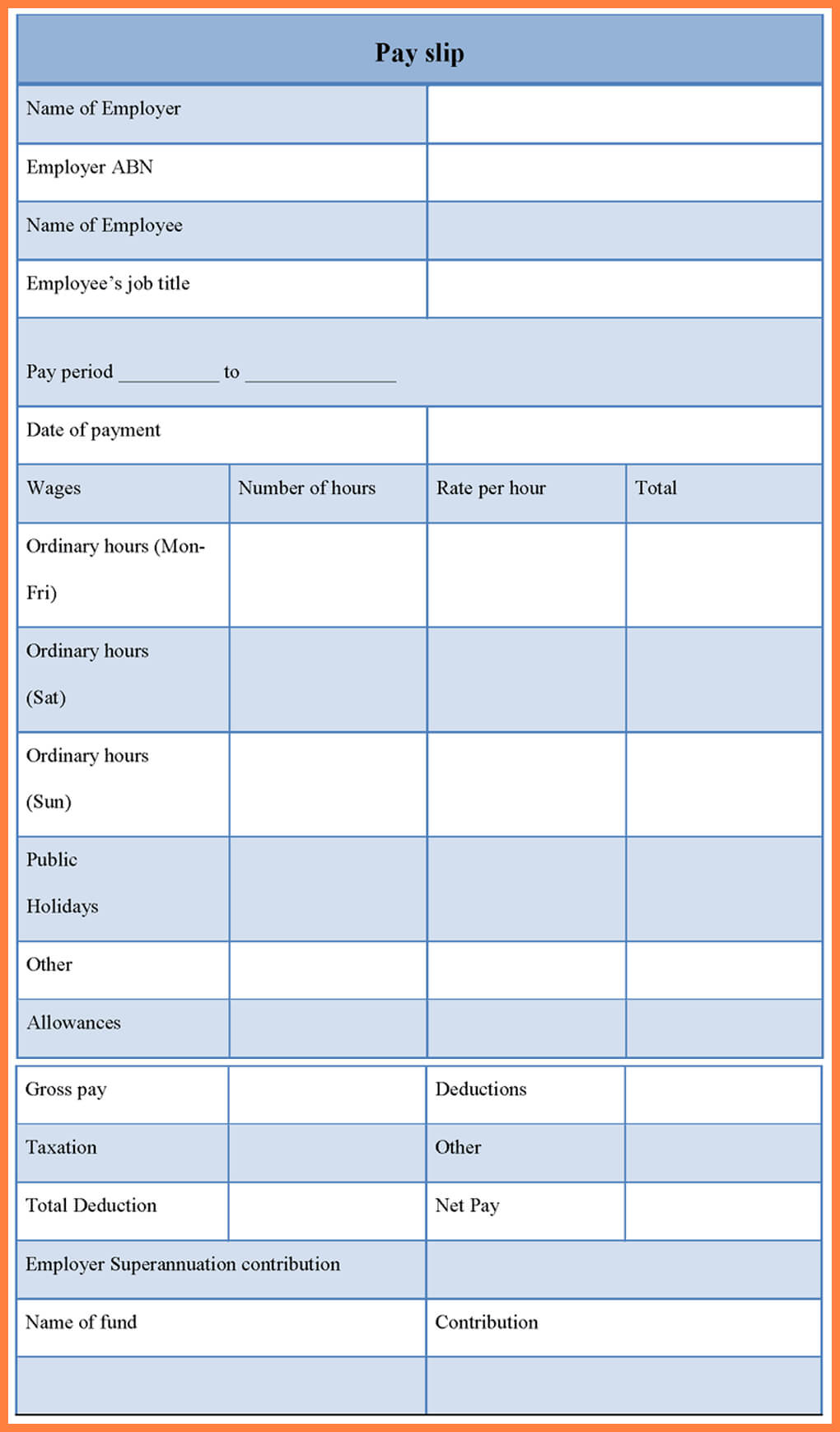 2+ Blank Payslip Template | Salary Slip With Regard To Blank Payslip Template