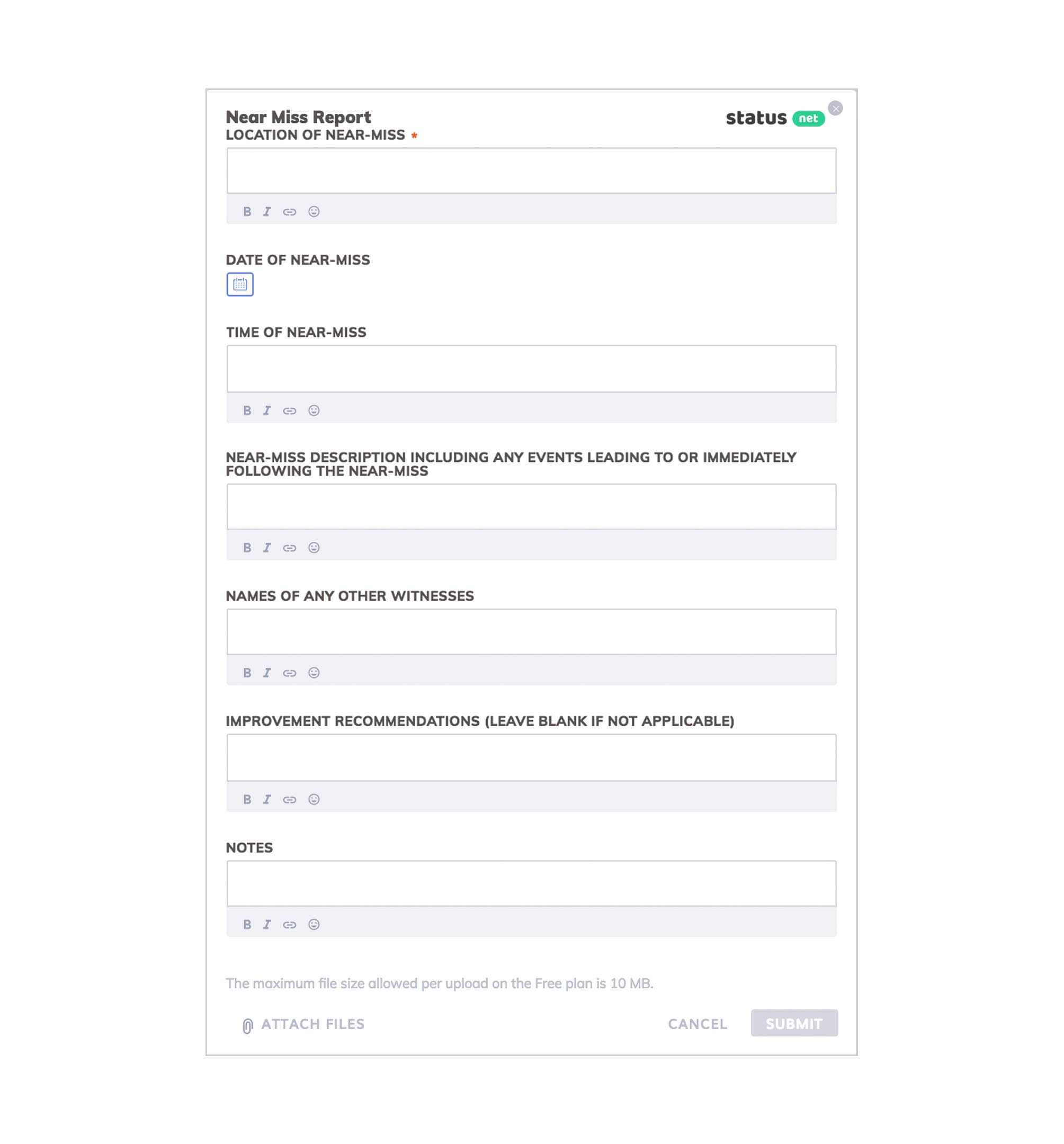 2 Key Elements Of A Near Miss Report [Free Form Templates] Pertaining To Near Miss Incident Report Template