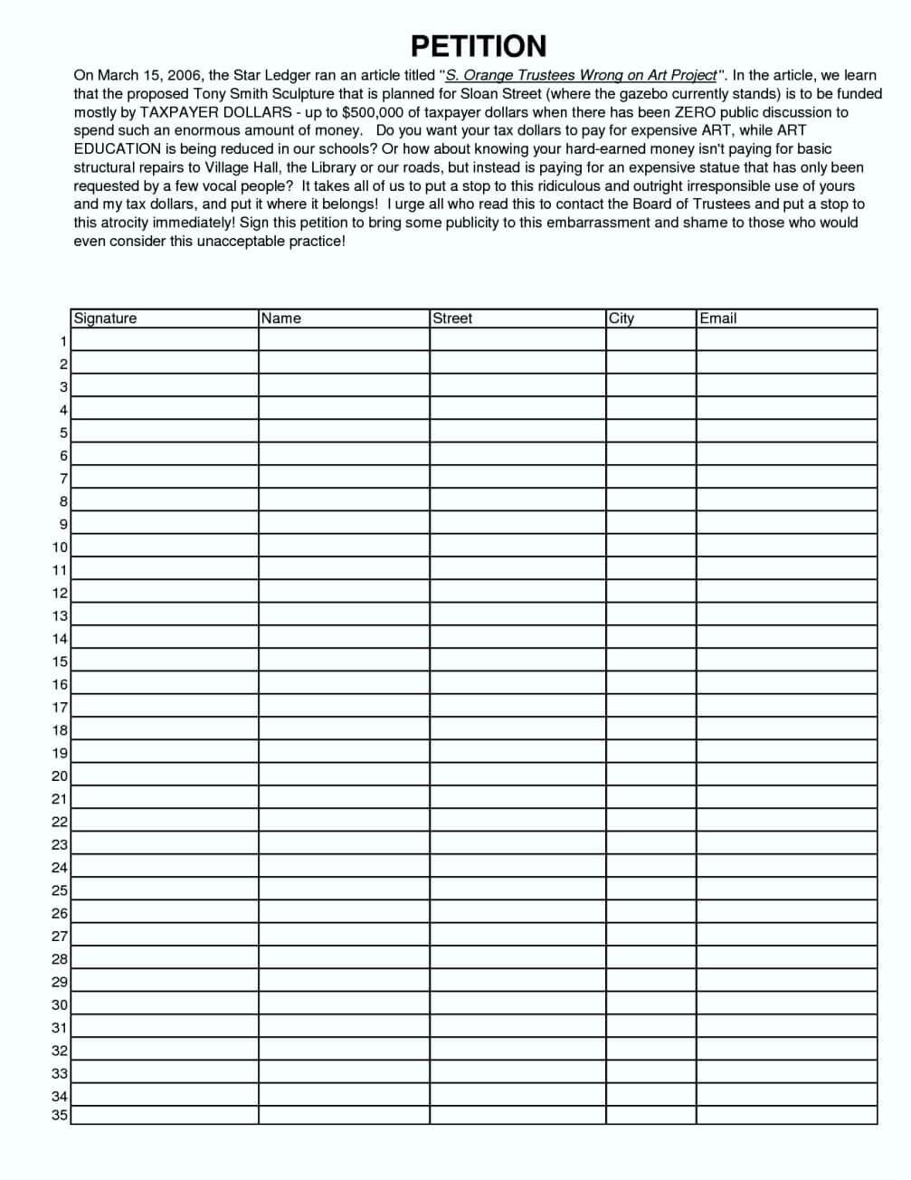 20+ Free Petition Template | Leterformat Intended For Blank Petition Template