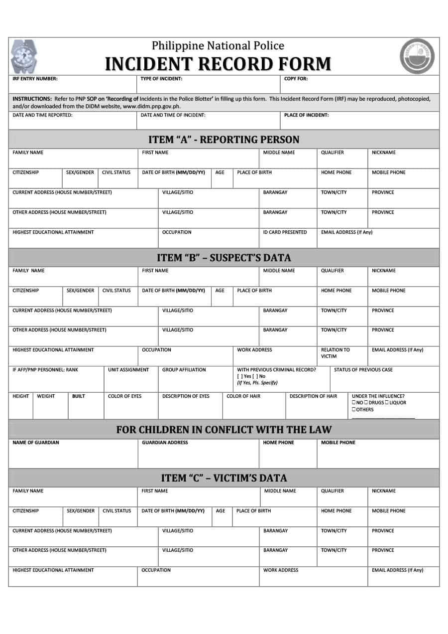 20+ Police Report Template & Examples [Fake / Real] ᐅ With Regard To Blank Police Report Template
