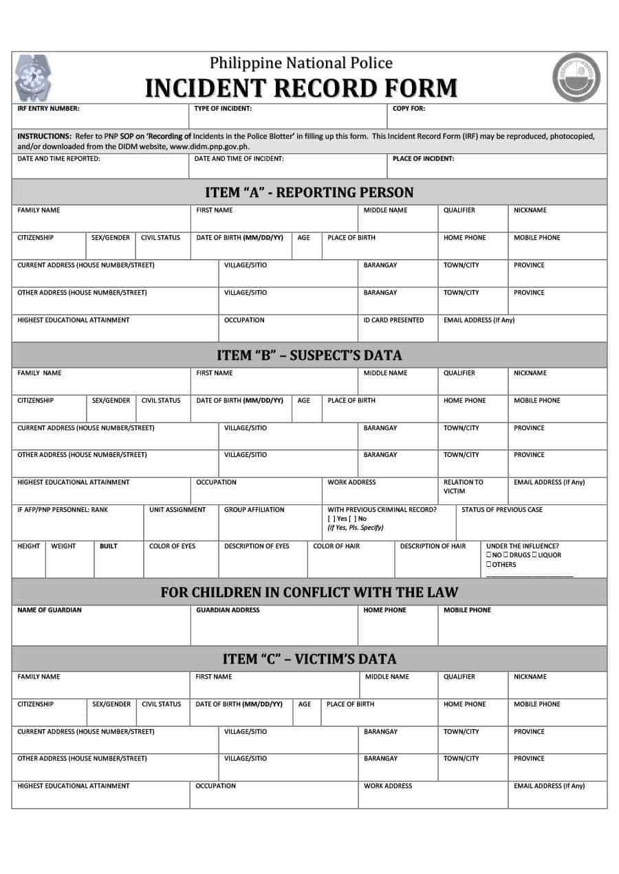 20+ Police Report Template & Examples [Fake / Real] ᐅ With Regard To Blank Police Report Template