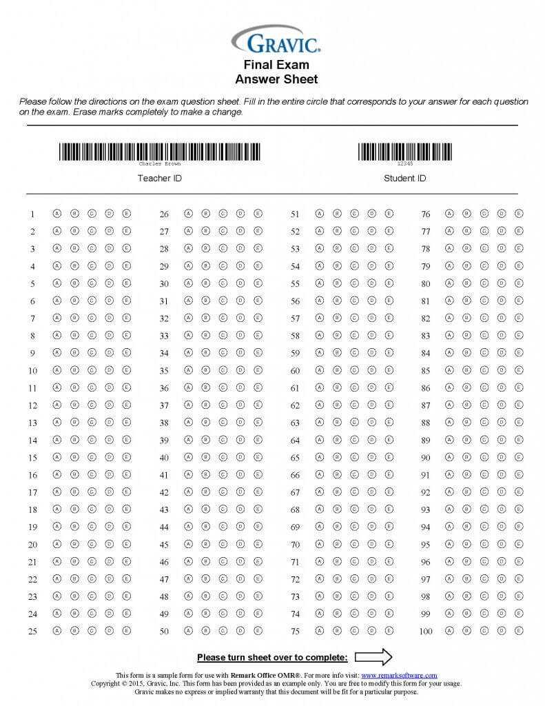 200 Question Answer Sheet With Subjective For Remark Office With Regard To Blank Answer Sheet Template 1 100