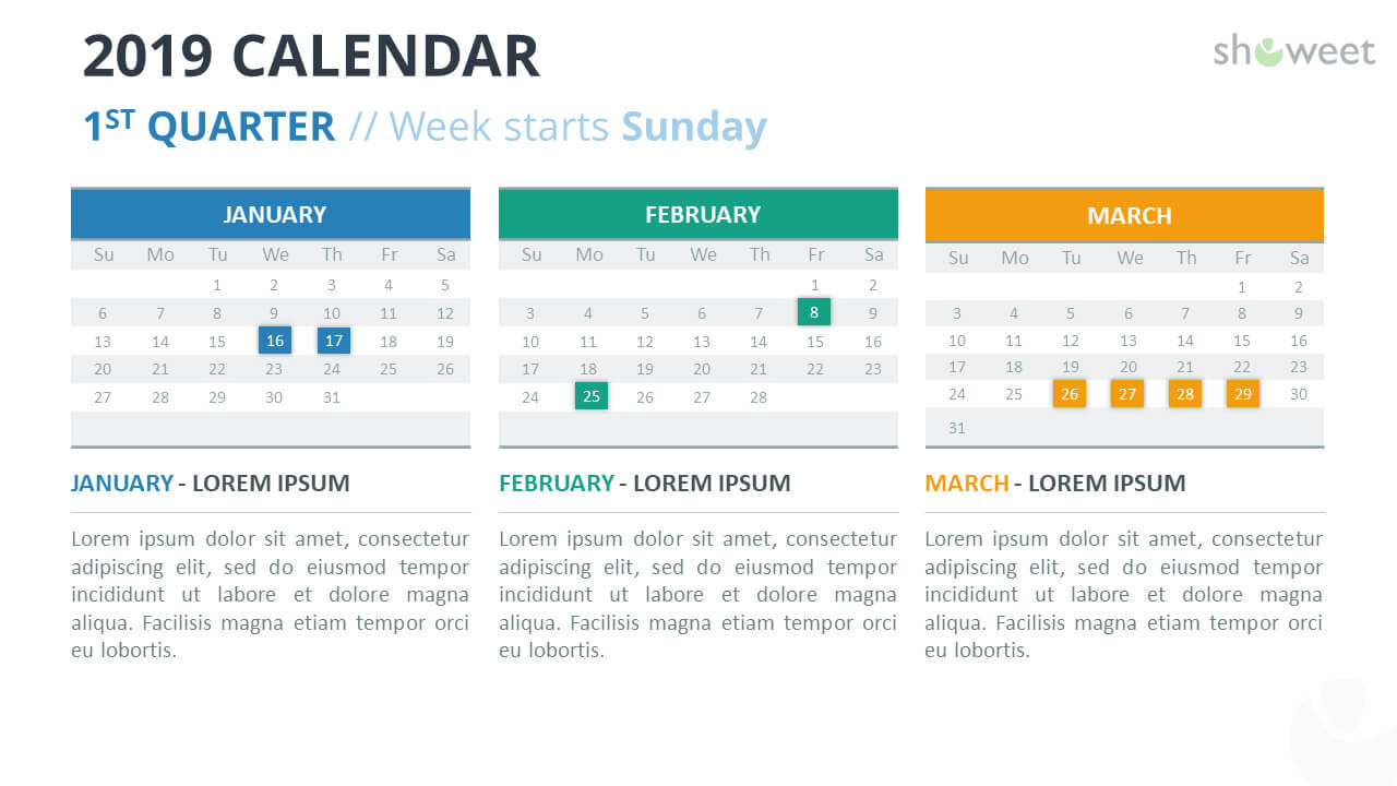 2019 Calendar Powerpoint Templates Within Microsoft Powerpoint Calendar Template