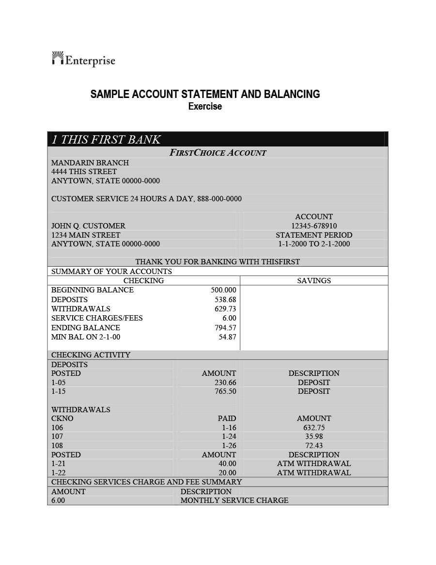 23 Editable Bank Statement Templates [Free] ᐅ Template Lab Intended For Blank Bank Statement Template Download