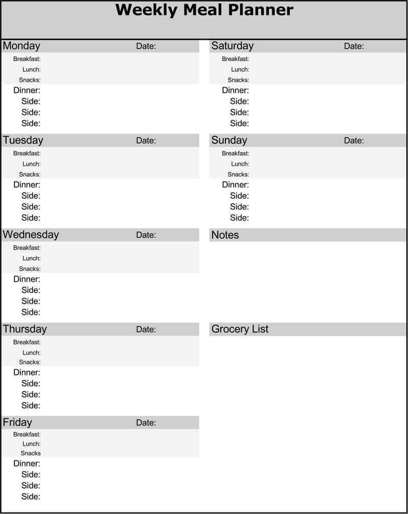 25+ Free Weekly/daily Meal Plan Templates (For Excel And Word) With Regard To Menu Planning Template Word