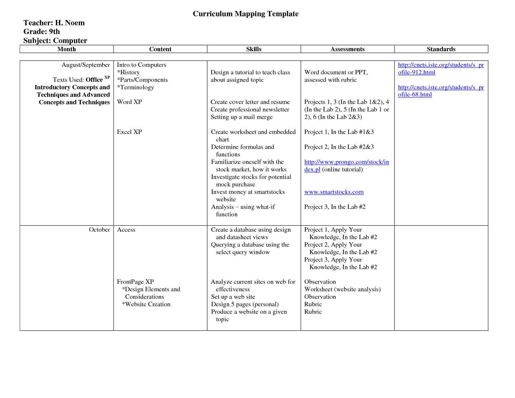 25 Images Of Curriculum Mapping Template For Training Within Blank Curriculum Map Template