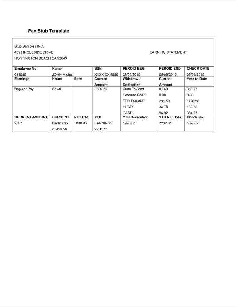 27+ Free Pay Stub Templates – Pdf, Doc, Xls Format Download In Blank Pay Stub Template Word