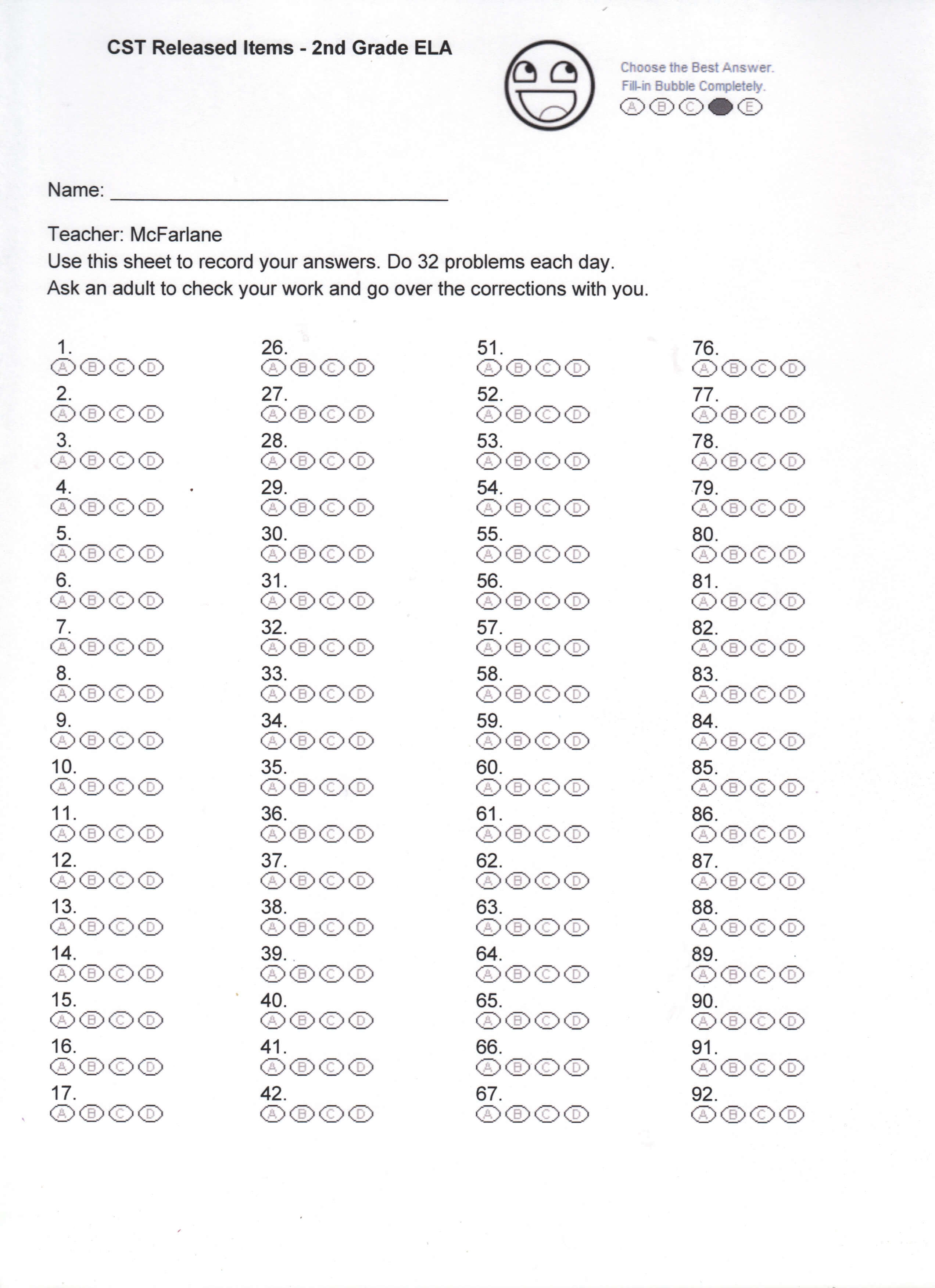 27 Images Of 100 Blank Answer Sheet Template Printable With Blank Answer Sheet Template 1 100