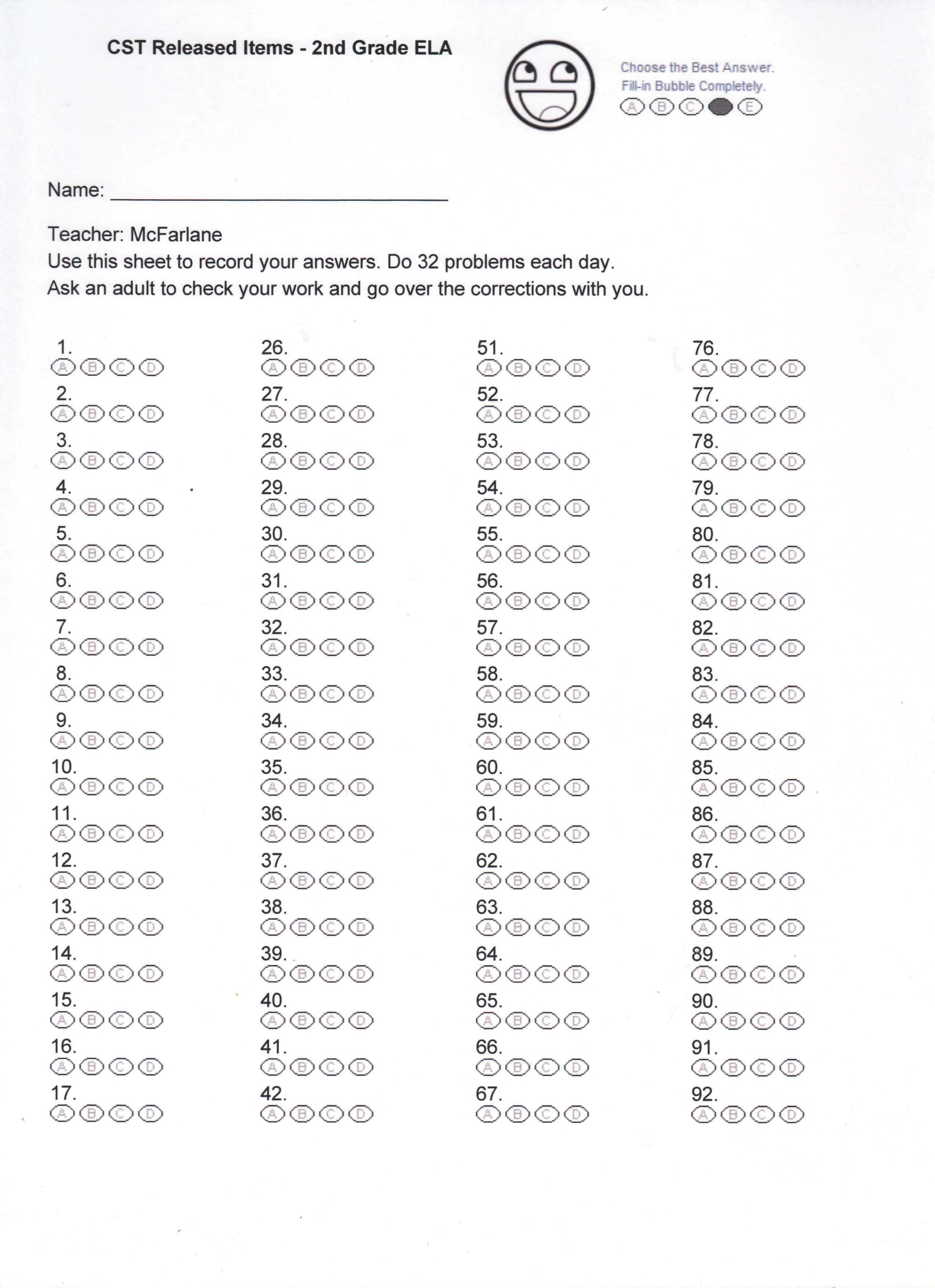 27 Images Of 100 Blank Answer Sheet Template Printable With Blank Answer Sheet Template 1 100