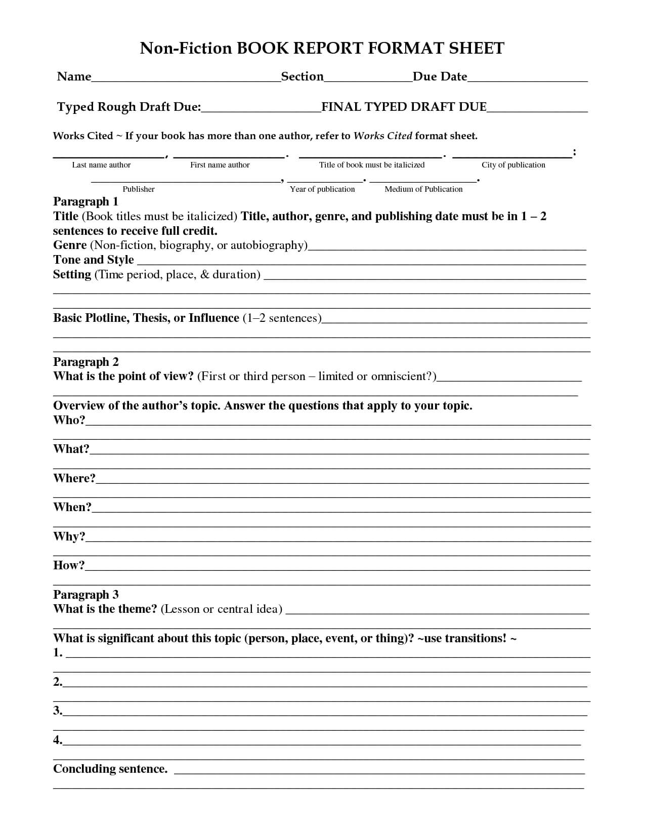 28 Images Of 5Th Grade Non Fiction Book Report Template With Nonfiction Book Report Template