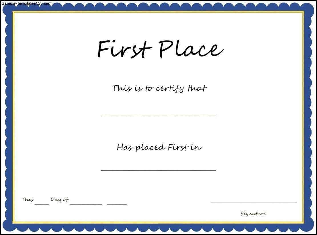 29 Images Of First Place Award Template | Linaca Throughout First Place Award Certificate Template