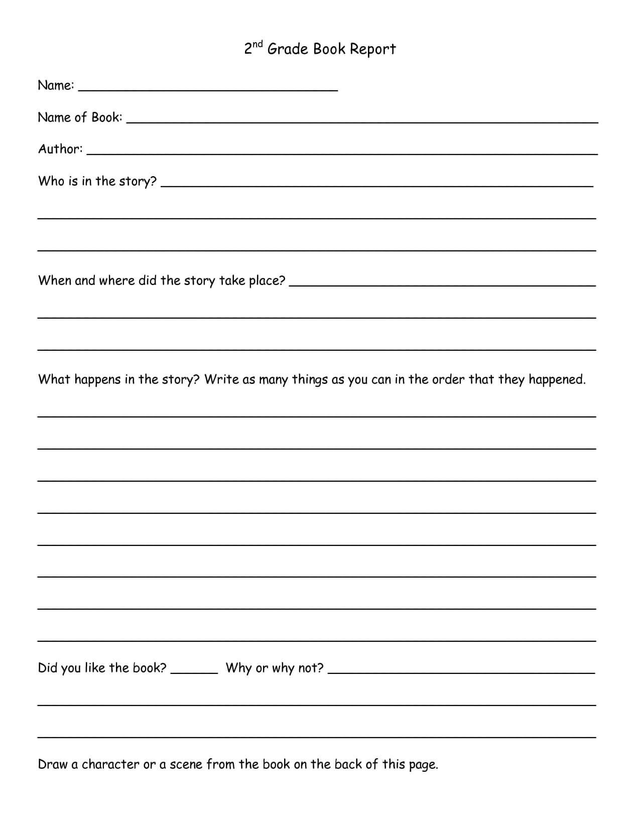 2Nd Grade Book Report Pdf | Book Report Templates, Grade With Regard To Story Report Template