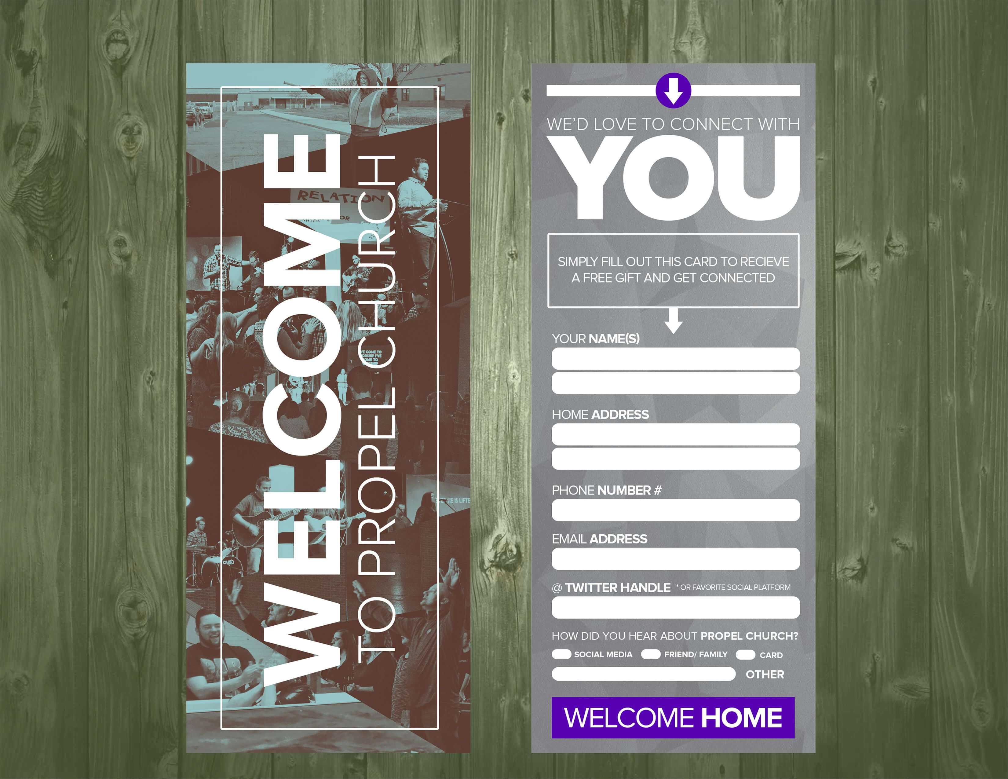 3.5×9 Psd Connection Card Template | Church Design, Church Inside Church Visitor Card Template