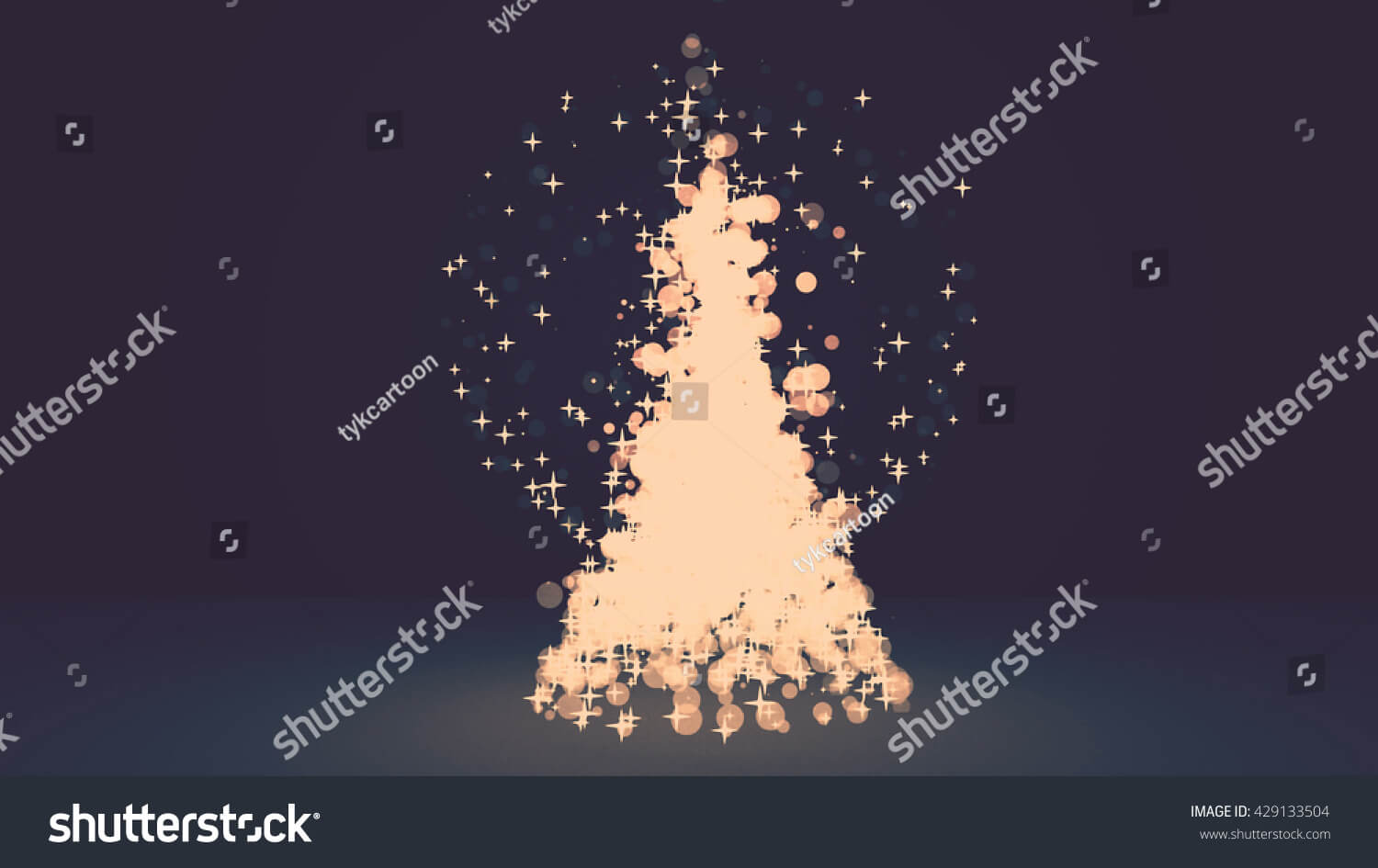 3 D Rendering Glowing Christmas Tree Merry Stock Inside 3D Christmas Tree Card Template