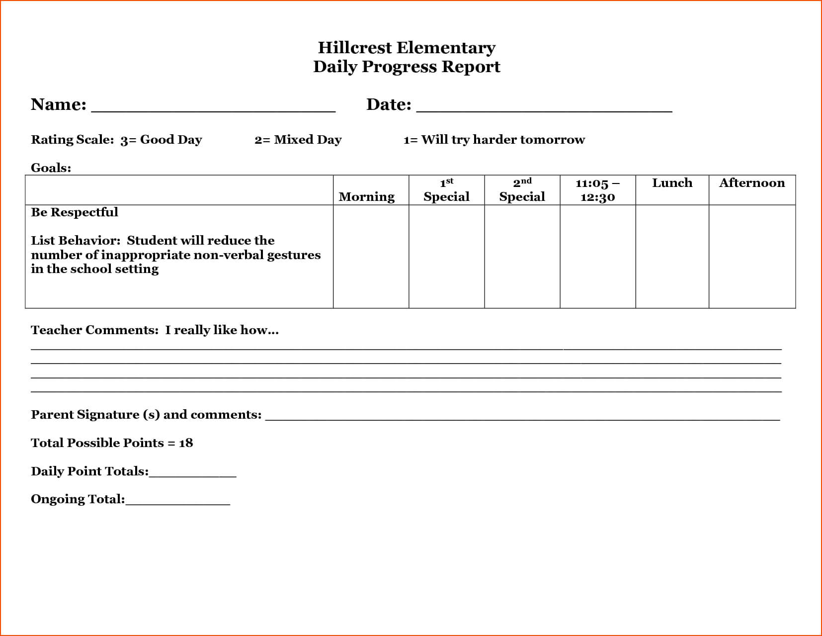 3+ Daily Progress Report Template – Bookletemplate Throughout Daily Behavior Report Template