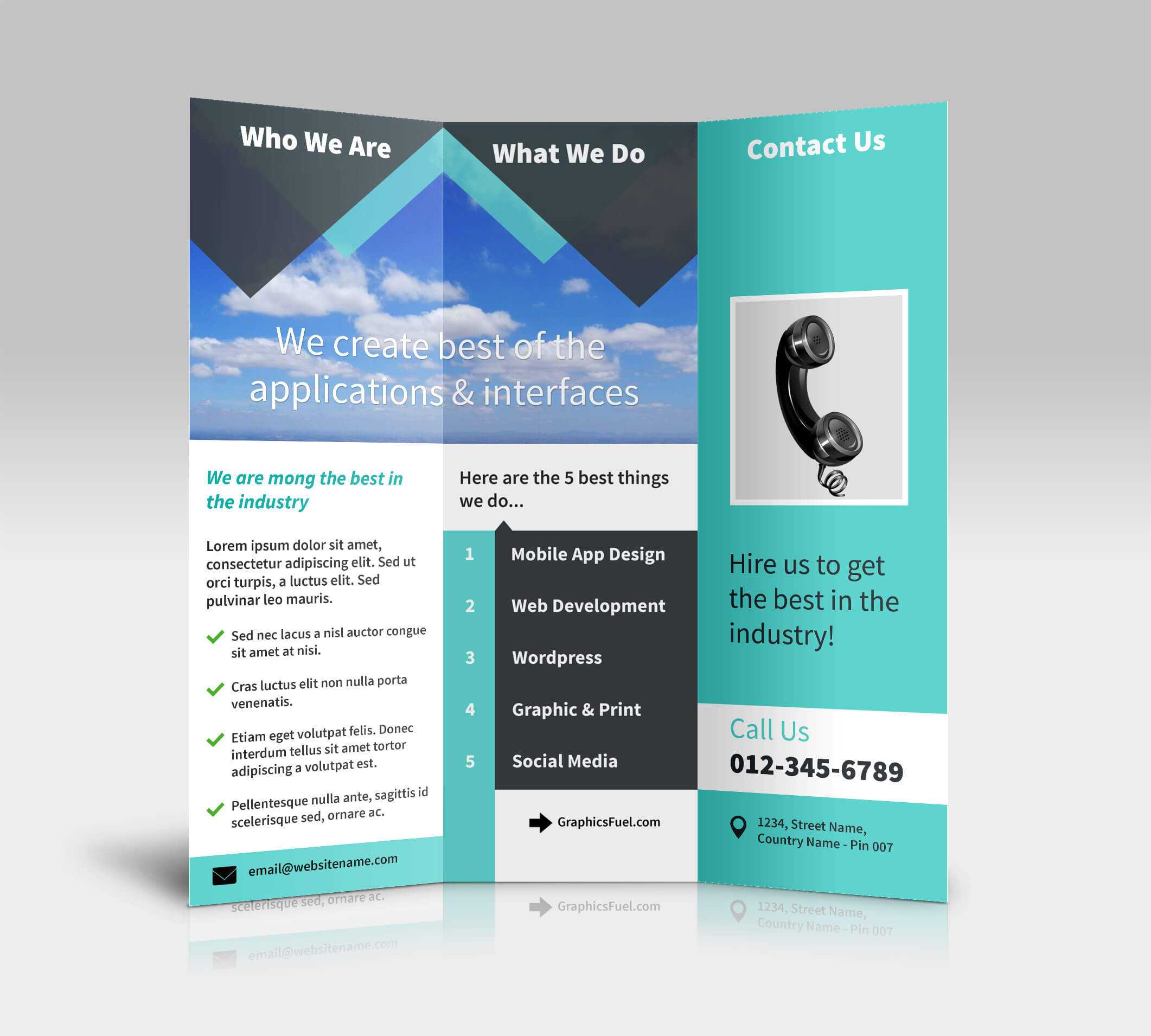 3 Panel Tri Fold Brochure Psd Mockups – Psd Mockups Pertaining To Three Panel Brochure Template