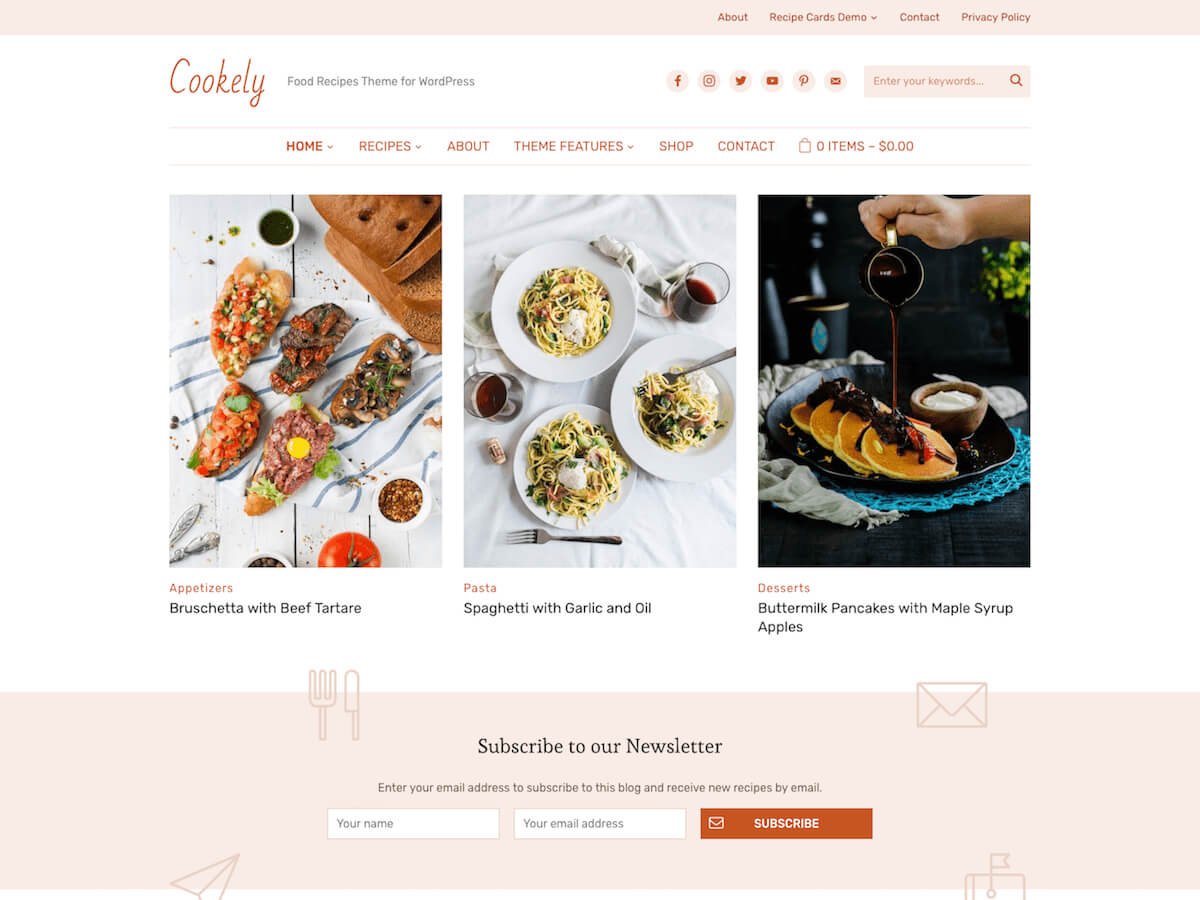 30+ Best Food WordPress Themes For Sharing Recipes 2019 Regarding Blank Food Web Template