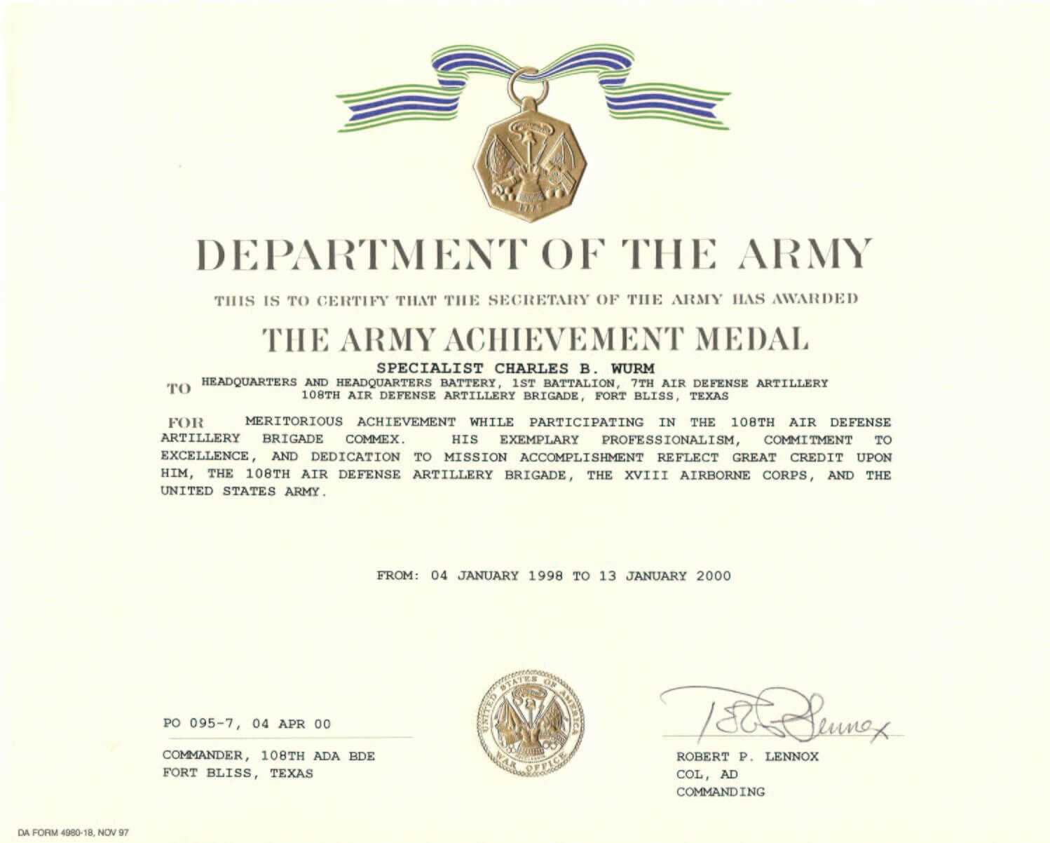 30 Certificate Of Achievement Army Form | Pryncepality With Army Certificate Of Achievement Template