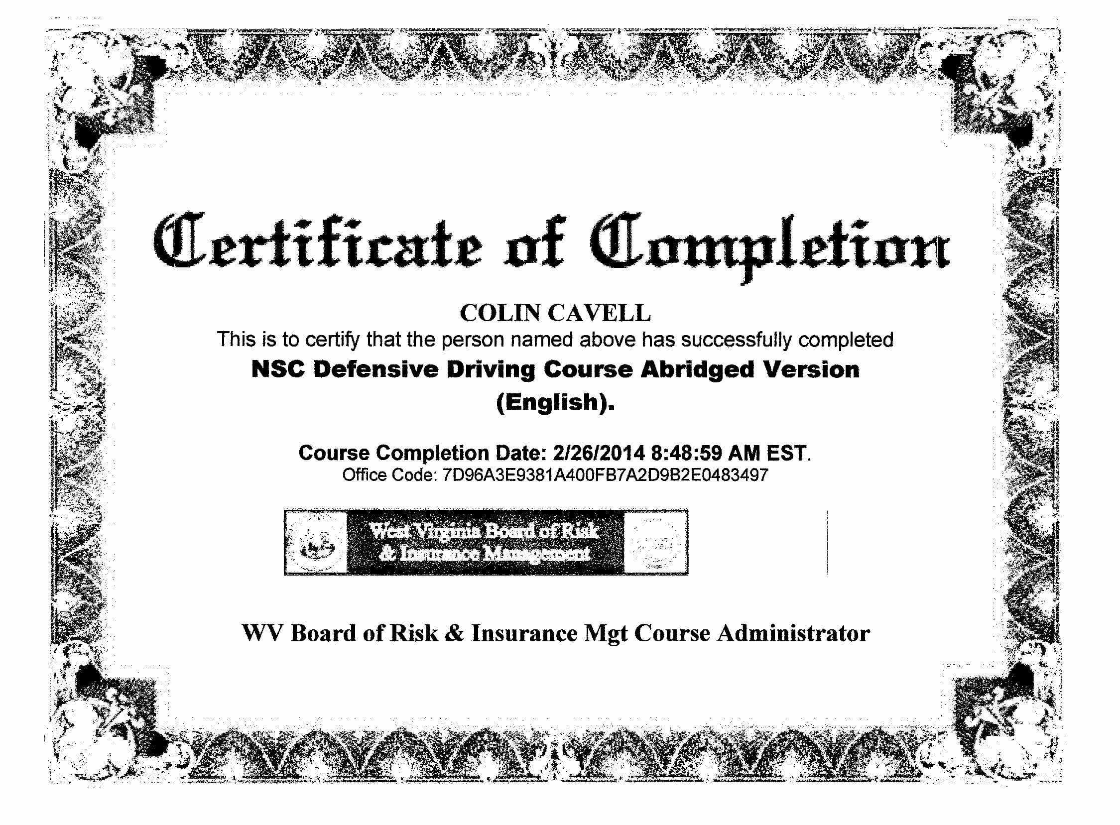 30 Defensive Driving Certificate Template | Pryncepality For Safe Driving Certificate Template