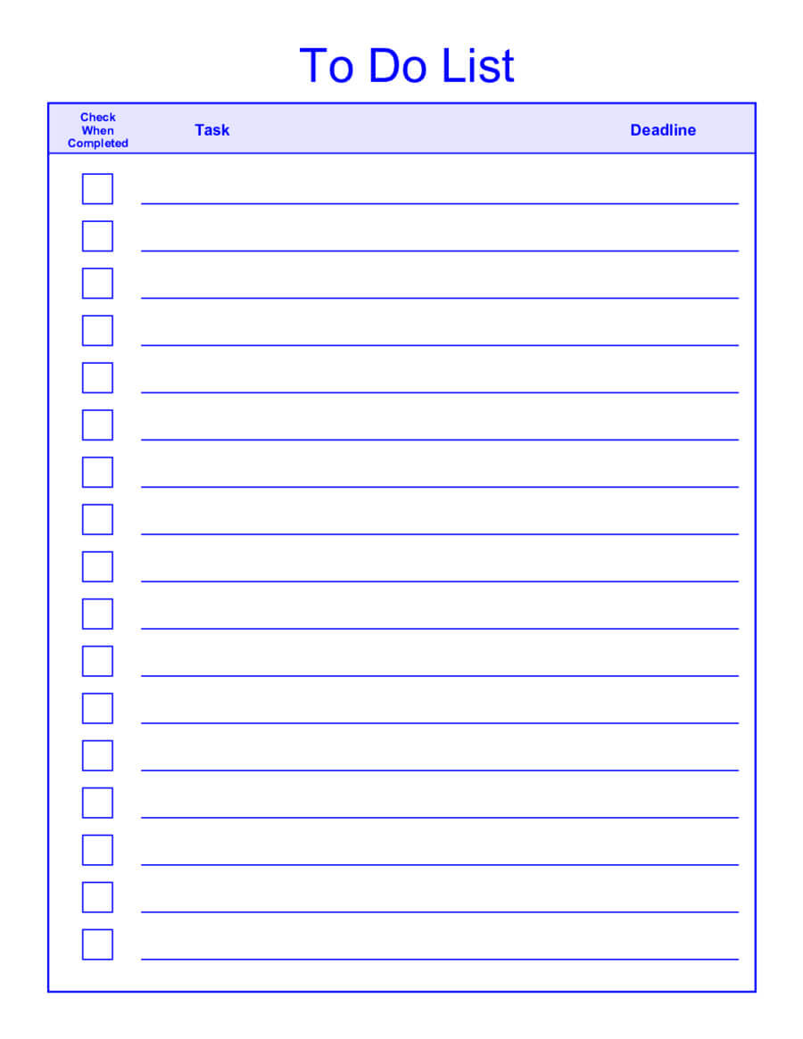 30 Fillable To Do List | Andaluzseattle Template Example Within Blank Checklist Template Pdf