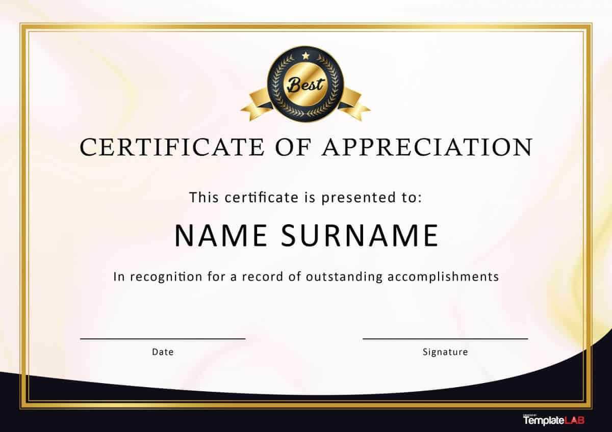 30 Free Certificate Of Appreciation Templates And Letters For Free Template For Certificate Of Recognition