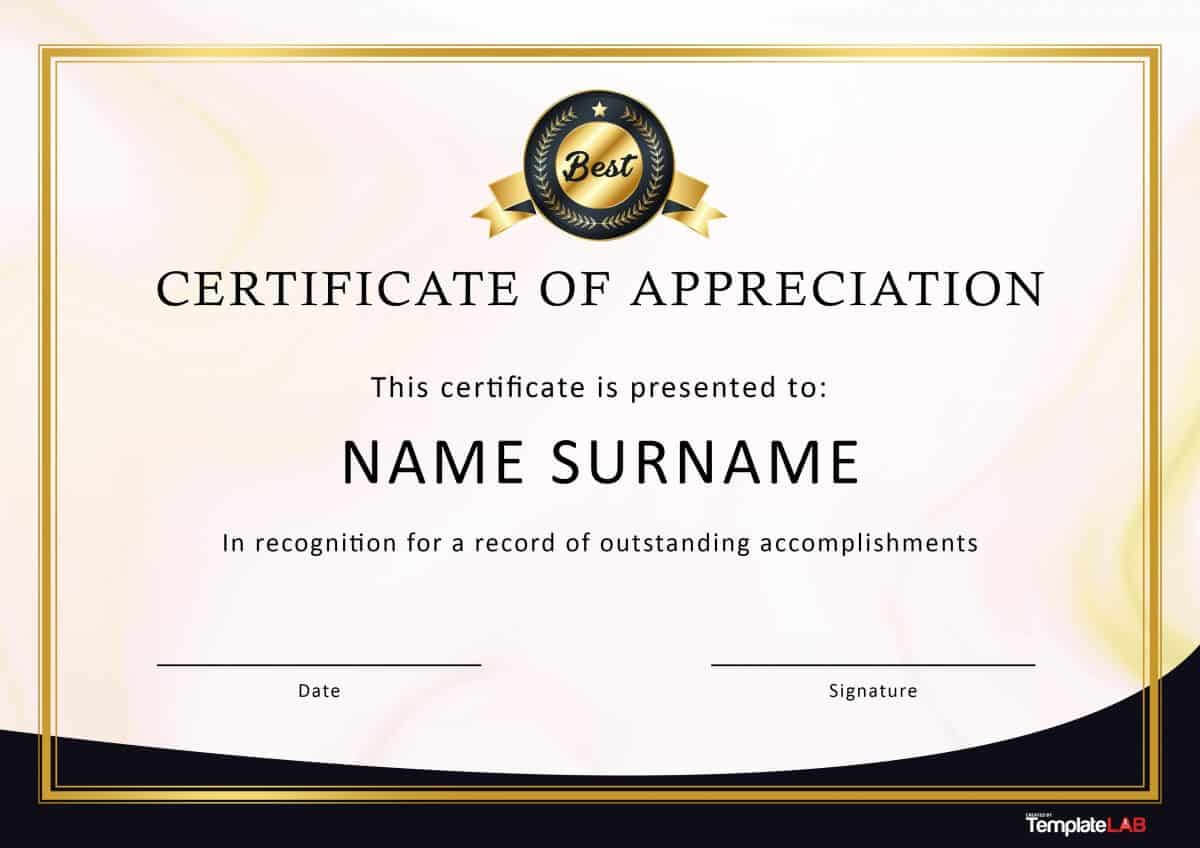 30 Free Certificate Of Appreciation Templates And Letters Intended For Running Certificates Templates Free