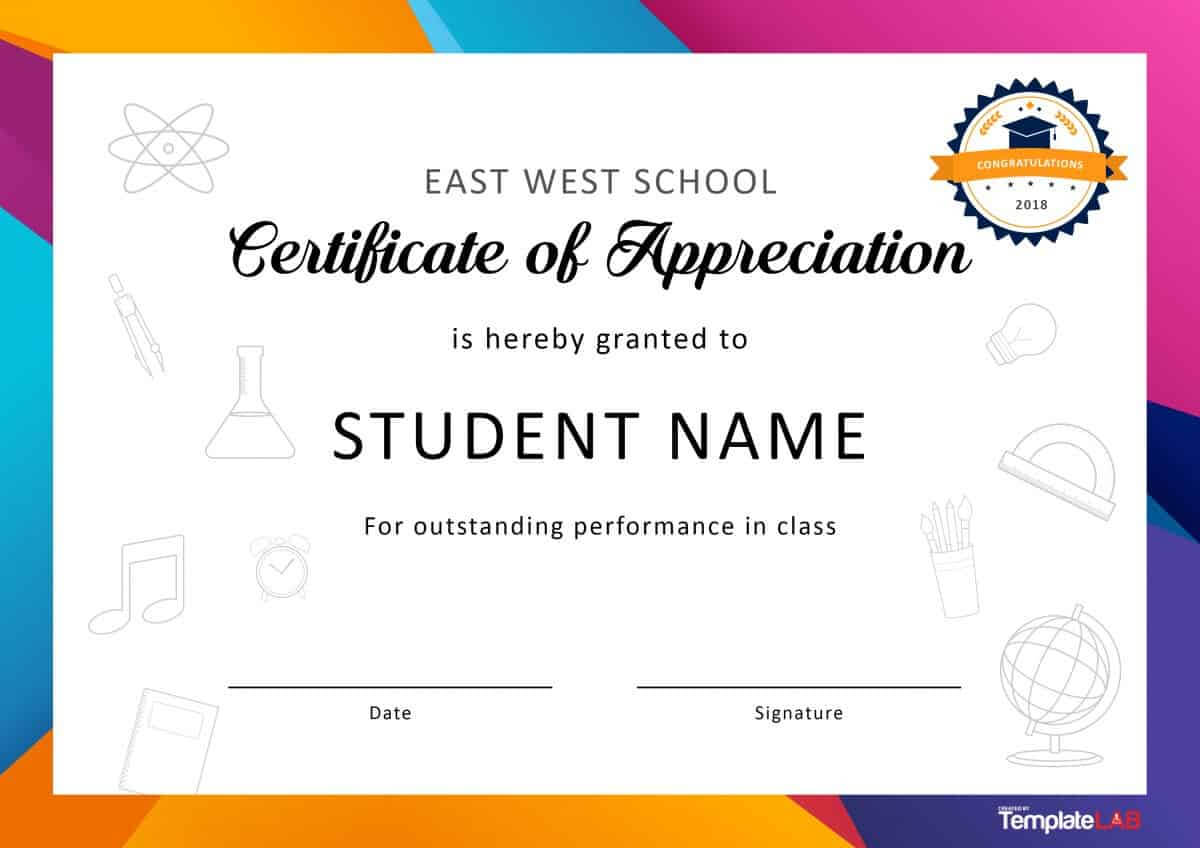 30 Free Certificate Of Appreciation Templates And Letters Regarding Free Student Certificate Templates